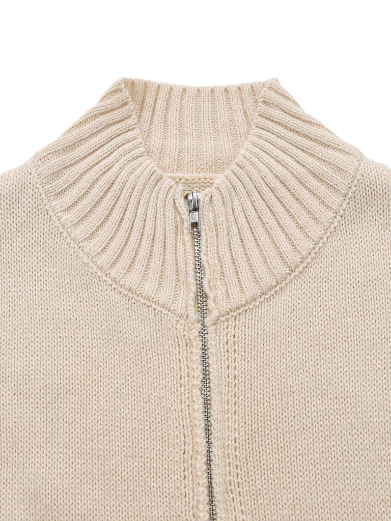 Beige 1950s Lapel Sleeveless Knitted Vest