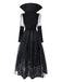 Black 1980s Queen Skull Long Sleeve Mesh Dress