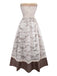 Beige 1930s Halloween Vampire Bride Lace Dress Set