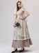 Beige 1930s Halloween Vampire Bride Lace Dress Set