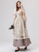 Beige 1930s Halloween Vampire Bride Lace Dress Set