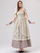 Beige 1930s Halloween Vampire Bride Lace Dress Set