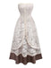 Beige 1930s Halloween Vampire Bride Lace Dress Set