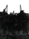 Black 1930s Solid 3D Feather Mesh Dress