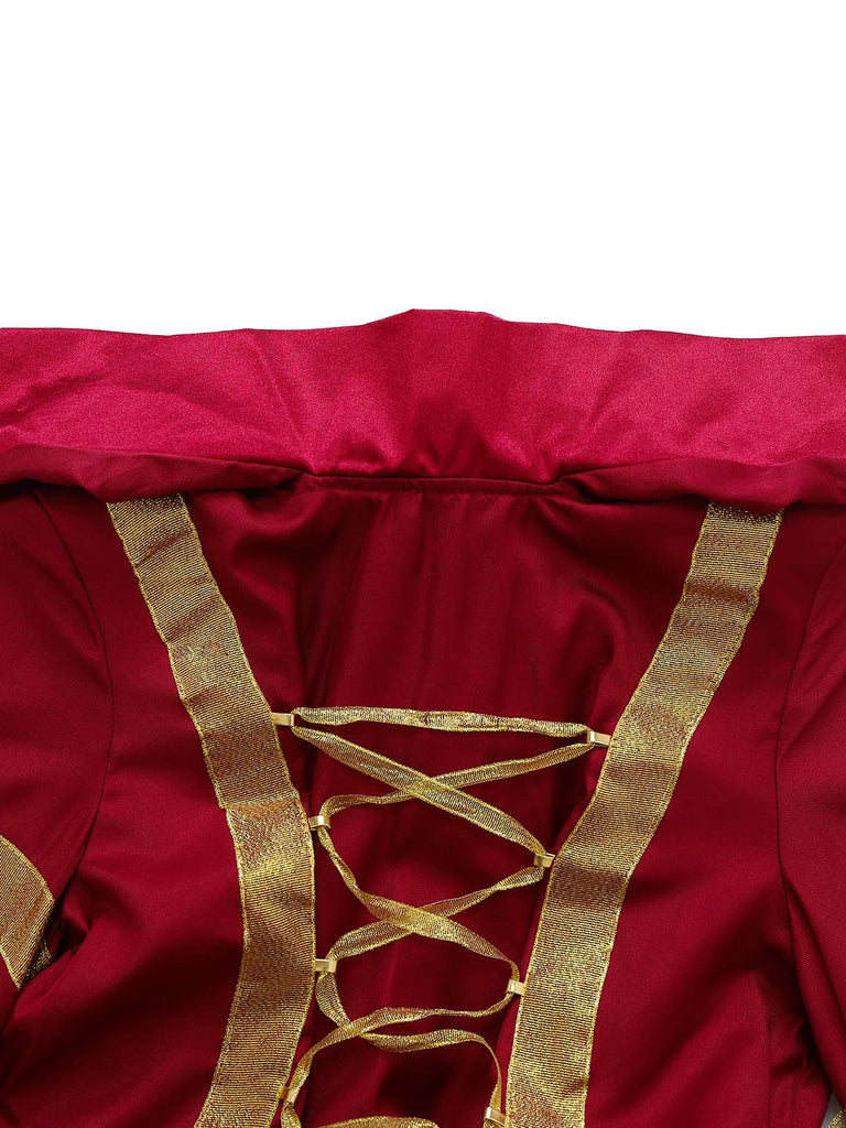 Red 1930s Medieval Victorian Vintage Dress