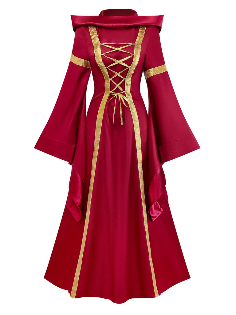 Red 1930s Medieval Victorian Vintage Dress