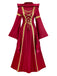 Red 1930s Medieval Victorian Vintage Dress