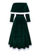 Green 1930s Christmas Mrs. Santa Claus Velvet Dress with Cape