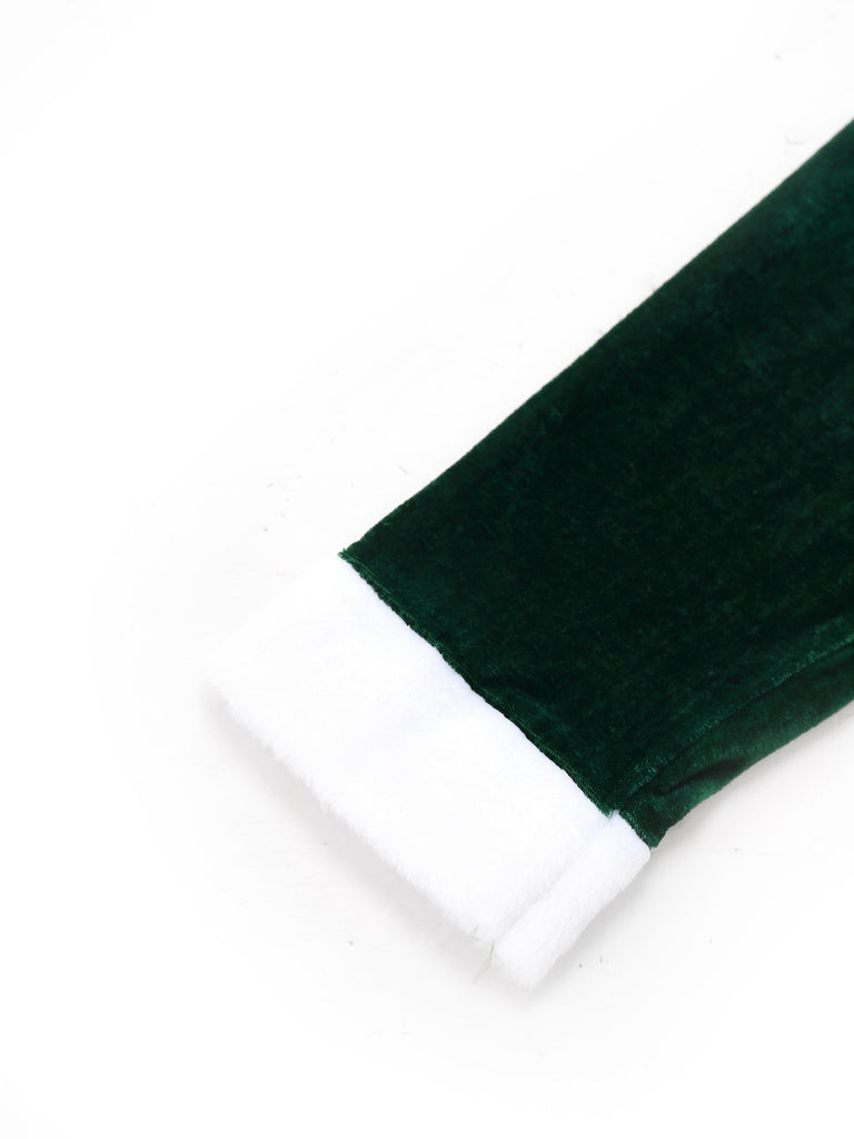 Green 1930s Christmas Mrs. Santa Claus Velvet Dress with Cape