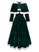 Green 1930s Christmas Mrs. Santa Claus Velvet Dress with Cape