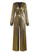 Gold 1930s Metallic Fabric V-Neck Jumpsuit