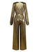 Gold 1930s Metallic Fabric V-Neck Jumpsuit