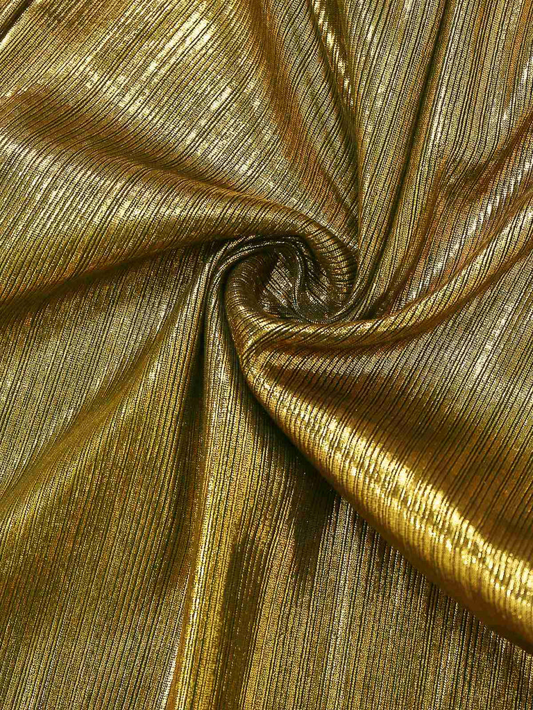 Gold 1930s Metallic Fabric V-Neck Jumpsuit