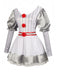 Silver 1960s Halloween IT Pennywise Striped Puff Sleeve Puffy Dress