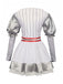 Silver 1960s Halloween IT Pennywise Striped Puff Sleeve Puffy Dress