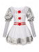 Silver 1960s Halloween IT Pennywise Striped Puff Sleeve Puffy Dress