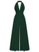 1970s Deep V-Neck Solid Super Wideleg Jumpsuit
