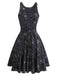 Black 1950s Halloween Spider Web Sleeveless Dress