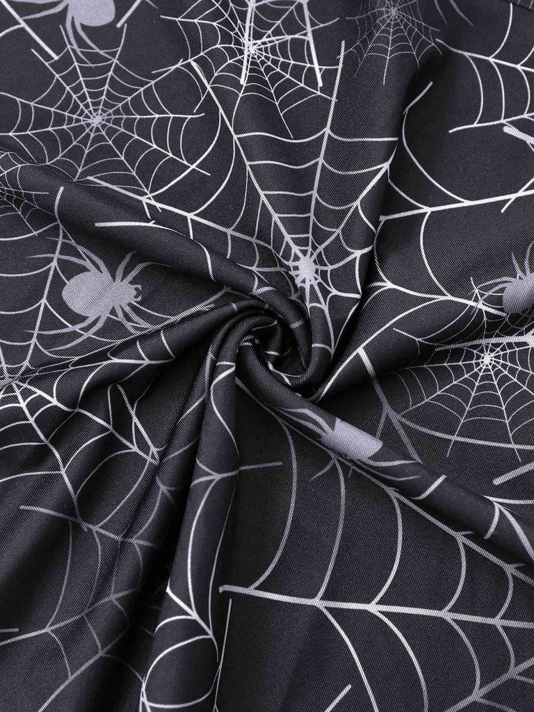 Black 1950s Halloween Spider Web Sleeveless Dress