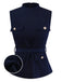 [Pre-Sale] Navy Blue 1950s Stand Collar Sleeveless Multi-Pocket Top