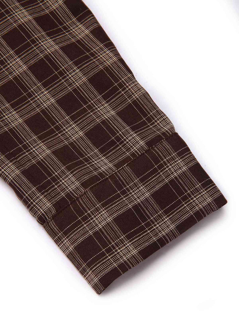 [Pre-Sale] 2PCS Khaki & Brown 1960s Plaid Patchwork Jacket & Pleated Skirt