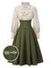 [Pre-Sale] 1950s Victorian Bow Tie Ruffled Long Sleeve Dress