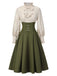 [Pre-Sale] 1950s Victorian Bow Tie Ruffled Long Sleeve Dress