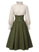 [Pre-Sale] 1950s Victorian Bow Tie Ruffled Long Sleeve Dress