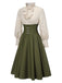 [Pre-Sale] 1950s Victorian Bow Tie Ruffled Long Sleeve Dress