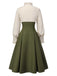 [Pre-Sale] 1950s Victorian Bow Tie Ruffled Long Sleeve Dress