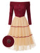 [Pre-Sale] Red 1950s Off-Shoulder Brushed Knit Tulle Cake Dress