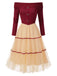 [Pre-Sale] Red 1950s Off-Shoulder Brushed Knit Tulle Cake Dress