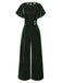 [Pre-Sale] Green 1940s Velvet Ruffle Sleeve Lace Open Back Jumpsuit