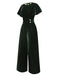 [Pre-Sale] Green 1940s Velvet Ruffle Sleeve Lace Open Back Jumpsuit