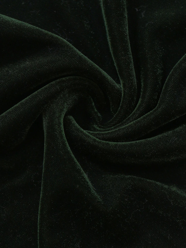 [Pre-Sale] Green 1940s Velvet Ruffle Sleeve Lace Open Back Jumpsuit