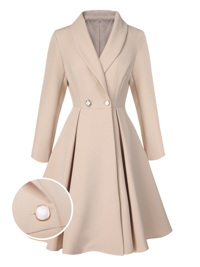 [Pre-Sale] Cream Color 1950s Shawl Collar Swing Coat