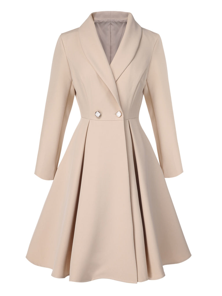 [Pre-Sale] Cream Color 1950s Shawl Collar Swing Coat
