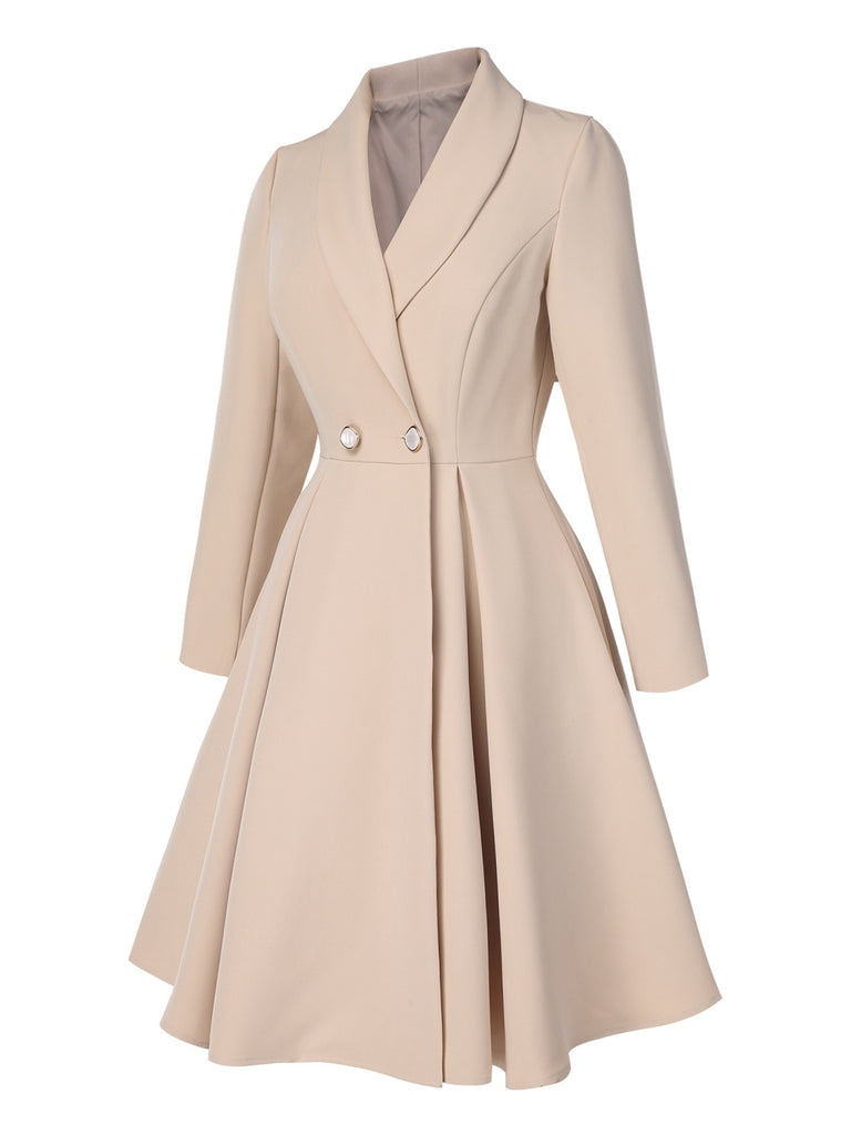 [Pre-Sale] Cream Color 1950s Shawl Collar Swing Coat