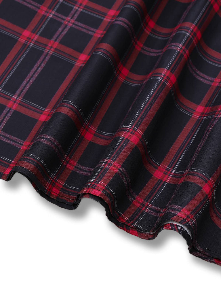[Pre-Sale] Black 1940s High Waisted Plaid Midi Skirt