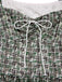 [Pre-Sale] Green 1950s Double Ruffle Sleeve Bow Plaid Mesh Dress