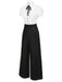 [Pre-Sale] Black 1930s Shirt Collar Box-Pleat Denim Jumpsuit