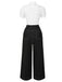 [Pre-Sale] Black 1930s Shirt Collar Box-Pleat Denim Jumpsuit