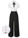 [Pre-Sale] Black 1930s Shirt Collar Box-Pleat Denim Jumpsuit