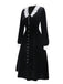 [Pre-Sale] Black 1940s Lace Lapel V-Neck Velvet Dress