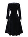 [Pre-Sale] Black 1940s Lace Lapel V-Neck Velvet Dress