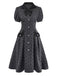 [Pre-Sale] Gray 1950s Flocked Polka Dot Puff Dress