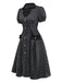 [Pre-Sale] Gray 1950s Flocked Polka Dot Puff Dress