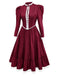 [Pre-Sale] Wine Red 1930s Victorian Lace Long Sleeve Dress