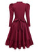 [Pre-Sale] Wine Red 1930s Victorian Lace Long Sleeve Dress