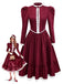 [Pre-Sale] Wine Red 1930s Victorian Lace Long Sleeve Dress